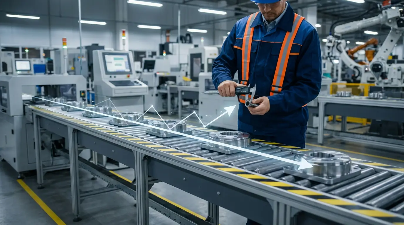 проверка деталей на производственной линии